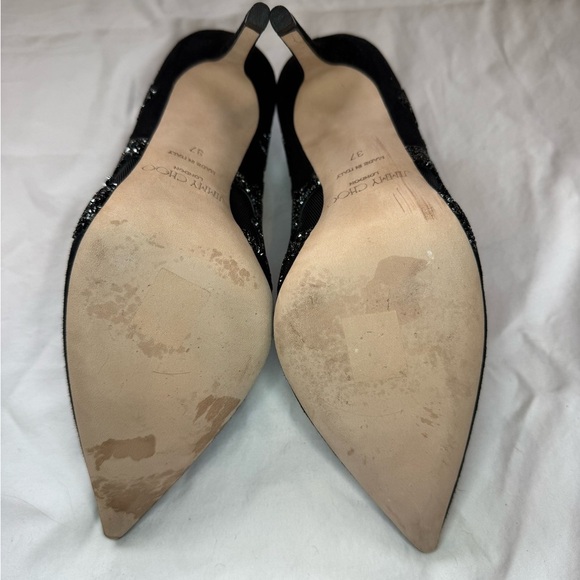 Jimmy Choo Black Glitter Heels - Picture 6 of 7